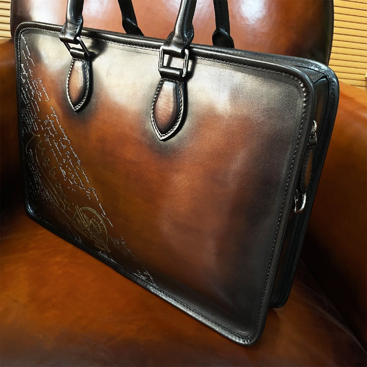  top class EU made regular price 38 ten thousand *UABONI*yuaboni* illusion. pa tea n* briefcase * business bag hand . bag tote bag original leather gentleman men's 