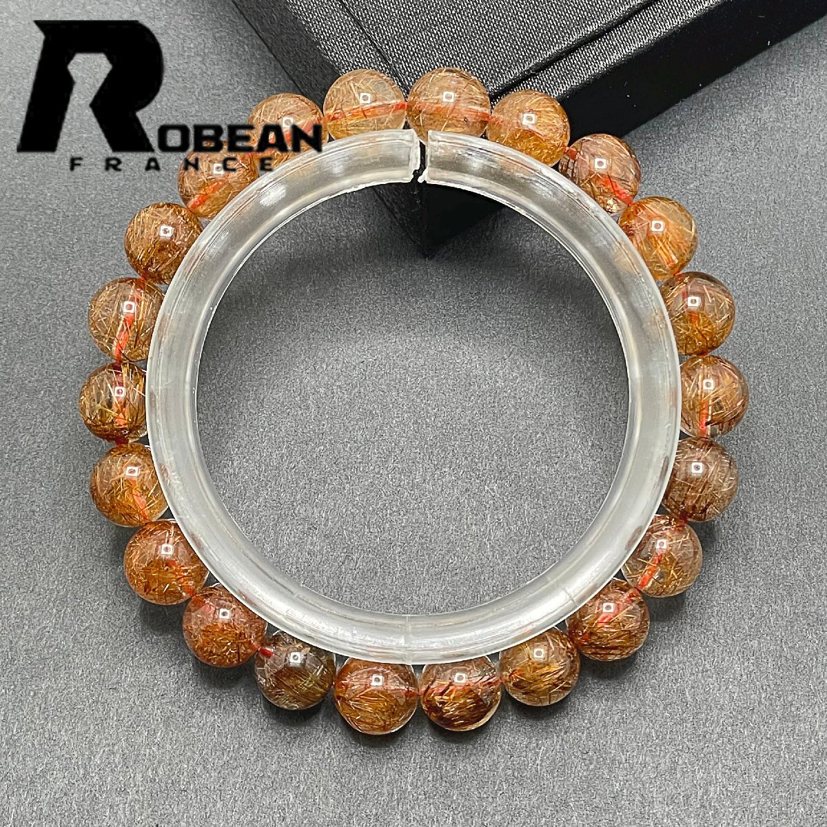 逸品 EU製 定価8万円★ROBEAN・ブラウンルチルクォーツ★ブレスレット パワーストーン 天然石 綺麗 金運 お守り 8.9-9.5mm 1001G1125_画像3