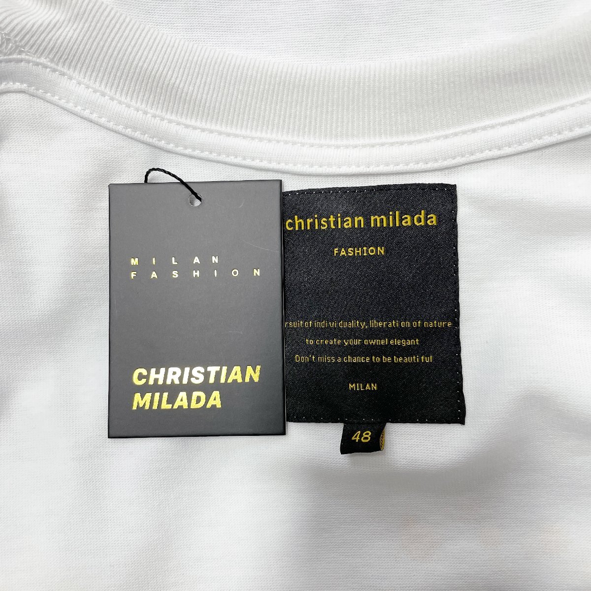 定価2万★christian milada・ミラノ発・半袖Tシャツ★コットン100% 薄手 快適 イラスト トレンド リラックス カットソー 日常 L/48サイズ_画像8