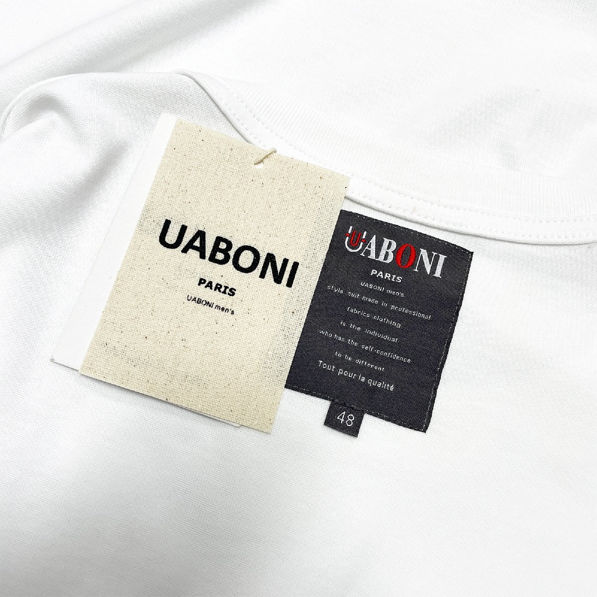 人気EU製＆定価2万◆UABONI*Paris*半袖Tシャツ*ユアボニ*パリ発◆エジプト綿 ソフト 快適 薄手 ロゴ カットソー スウェット 男女兼用 L/48_画像10