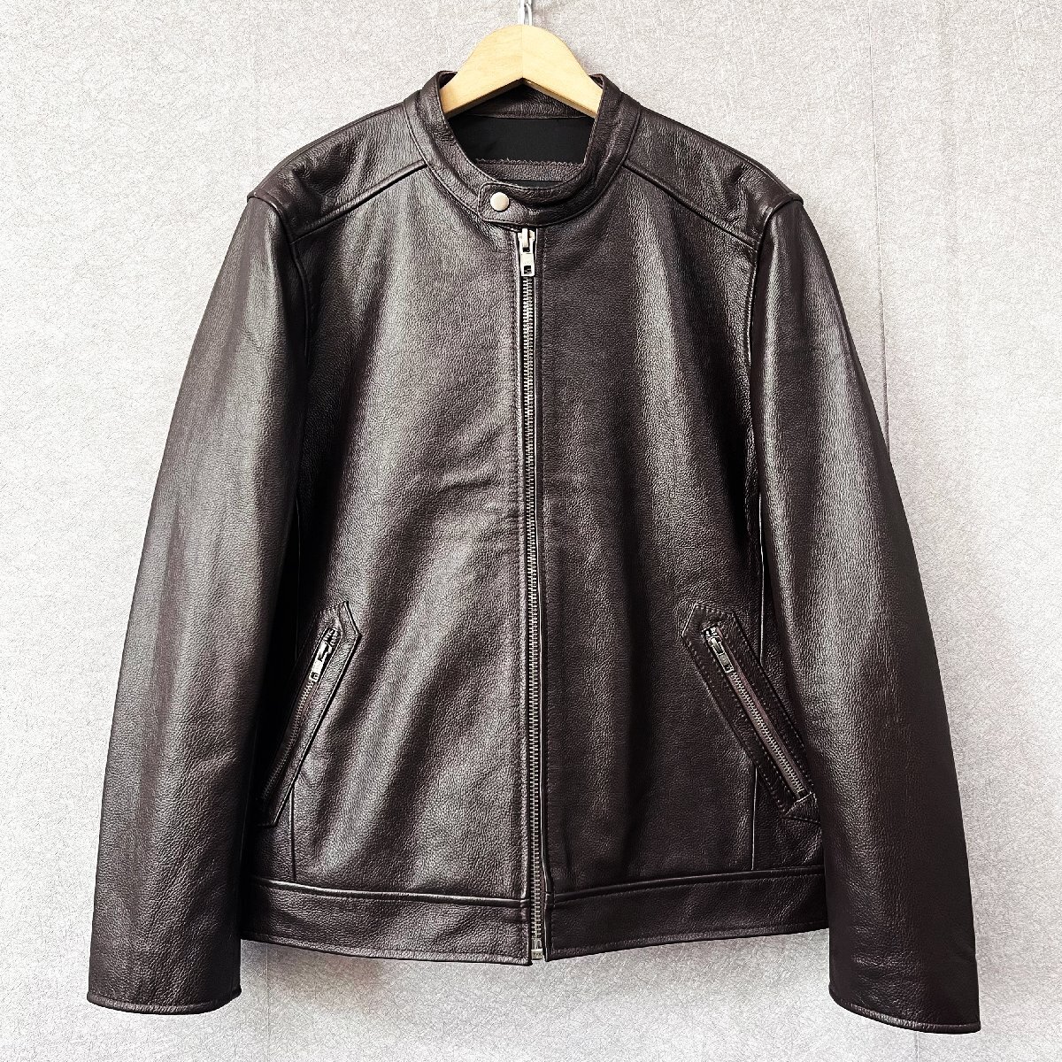 high grade * leather jacket regular price 15 ten thousand *Emmauela* Italy * milano departure * top class cow leather fine quality original leather Rider's leather jacket rare outer L/48 size 
