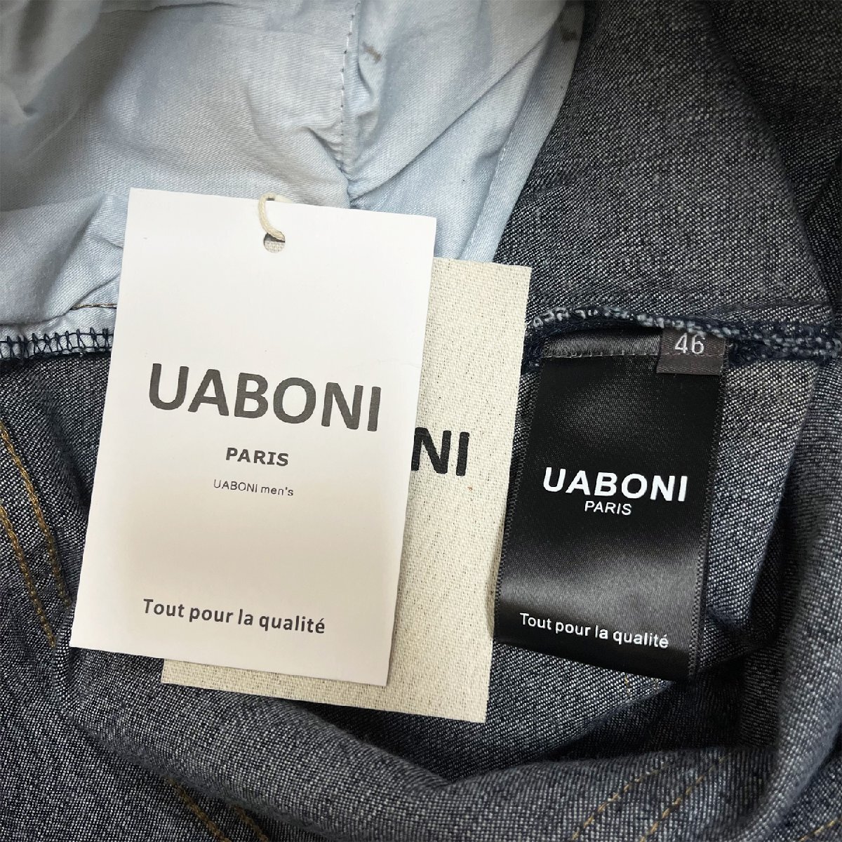 一枚限定EU製＆定価4万◆UABONI*Paris*デニムパンツ*ユアボニ*パリ発◆上質 薄手 オシャレ ゆったり ジーンズ ストリート アメカジ M/46_画像10