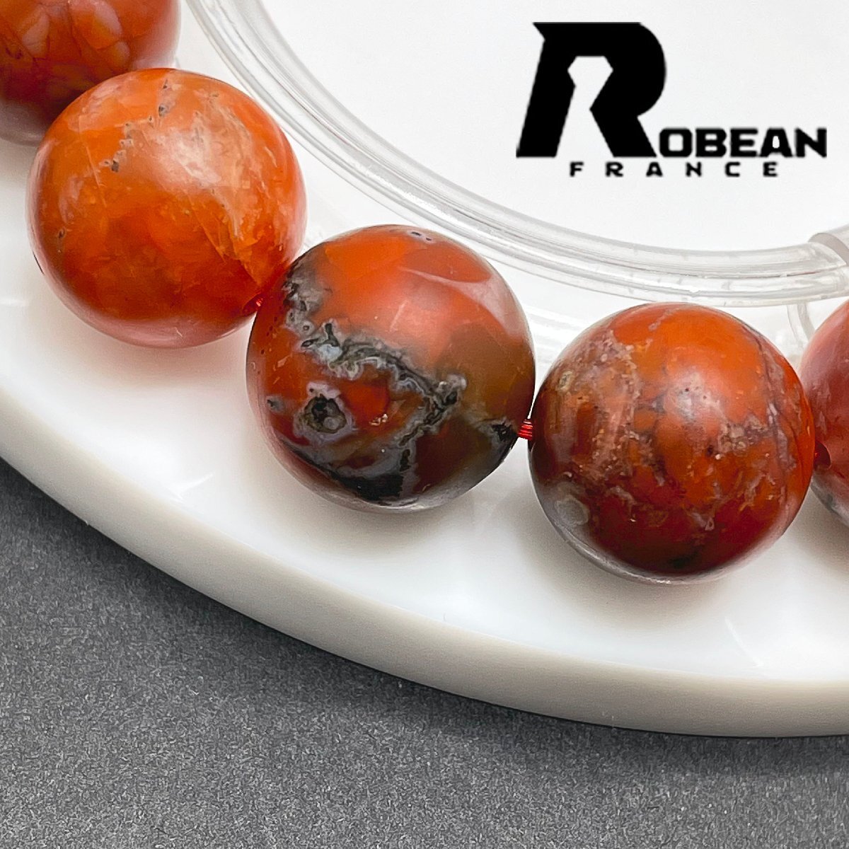 貴重 EU製 定価5万円★ROBEAN・ナンホーン瑪瑙（南紅瑪瑙）★ブレスレット アクセサリー パワーストーン 綺麗 15.4-16mm 1001G1048_画像6