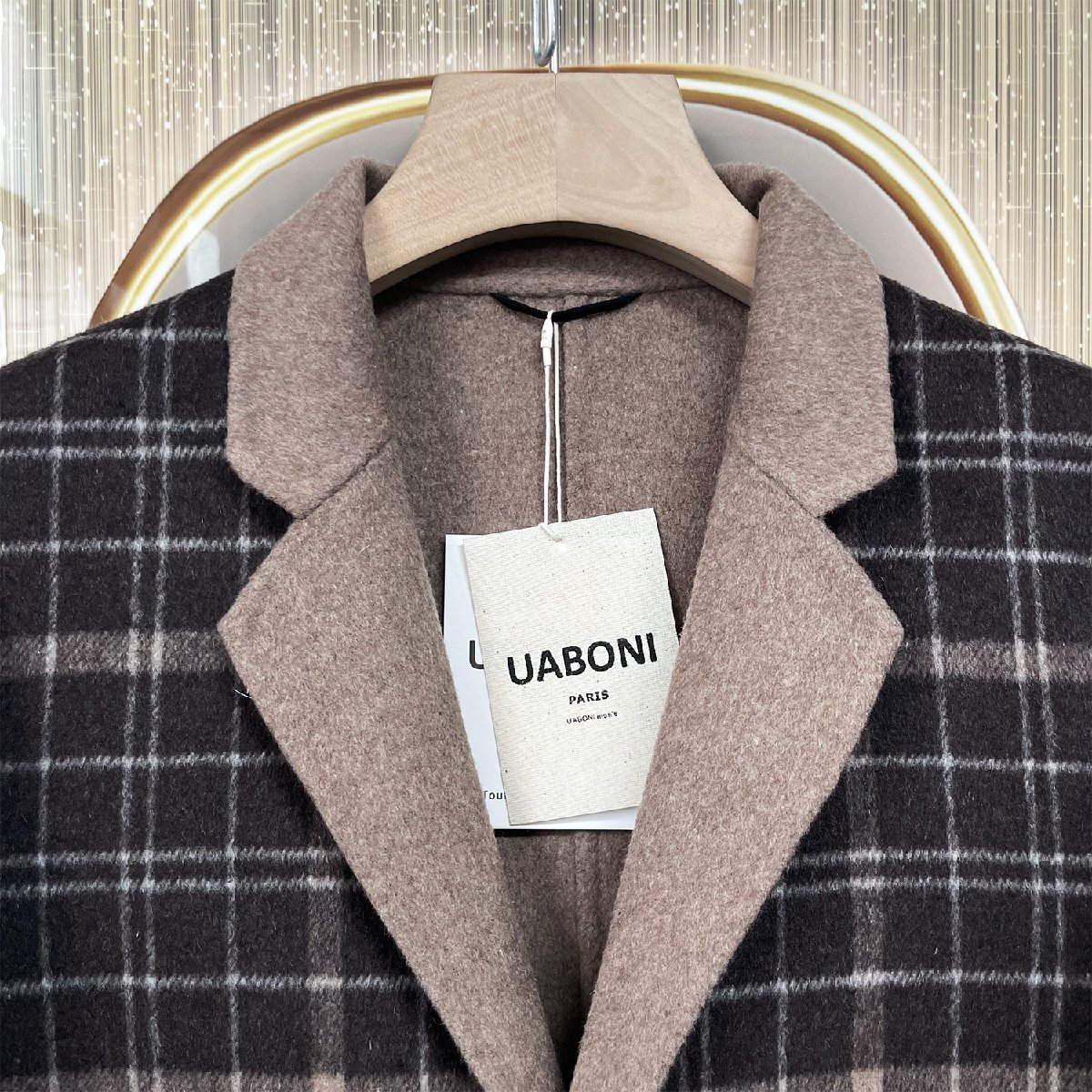 最高峰EU製＆定価7万◆UABONI*Paris*テーラードジャケット*ユアボニ*パリ発◆上級カシミヤ 暖かさ ソフト チェック柄 ビジネス 紳士 M/46_画像4