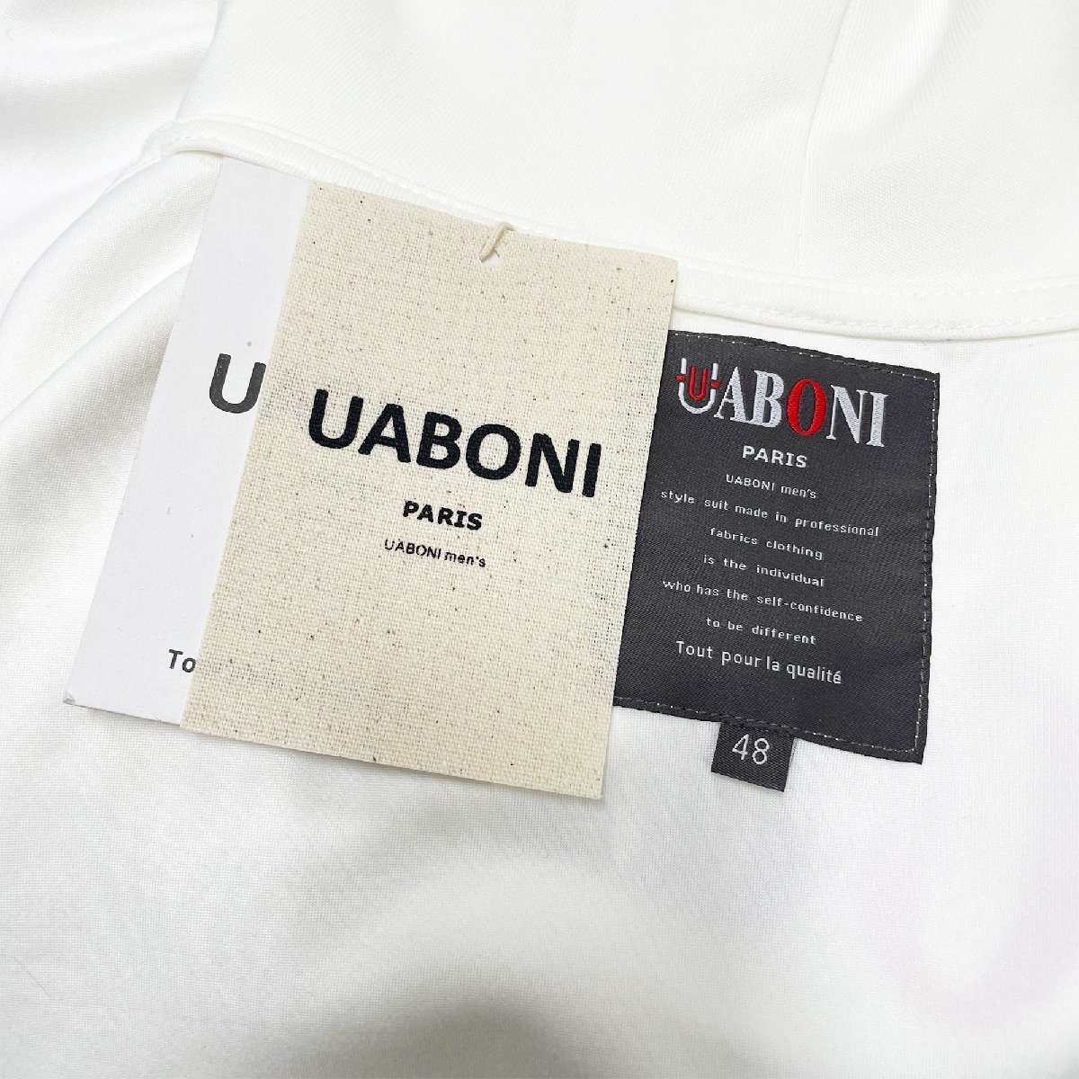 上品EU製＆定価4万◆UABONI*Paris*パーカー*ユアボニ*パリ発◆エジプト綿 快適 通気 ロゴ トップス プルオーバー スウェット 男女兼用 L/48_画像10