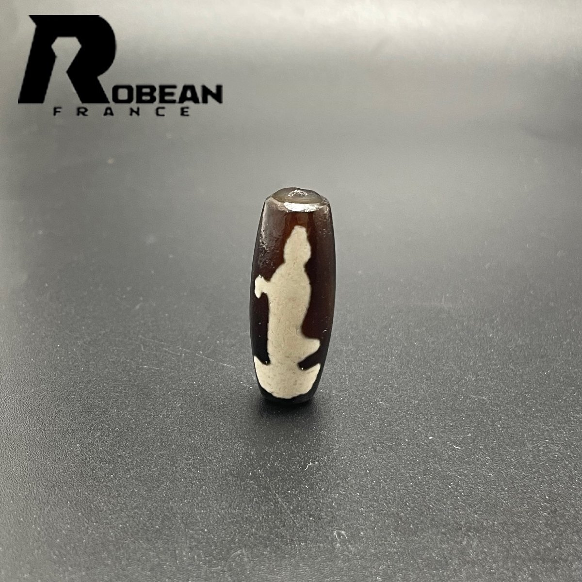 夢色 EU製 定価5万円★ROBEAN・チベット老玉髄・天珠★パワーストーン アクセサリー 天然石 瑪瑙 金運 お守り 約35.9*13.4mm 1004T042_画像1