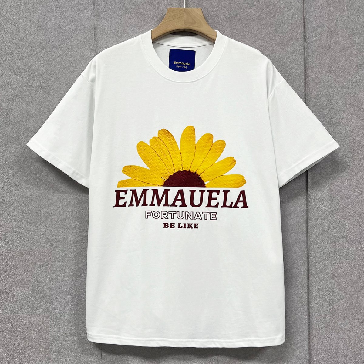 人気・半袖Tシャツ 定価2万◆Emmauela・イタリア・ミラノ発◆コットン100％ 快適 高級 通気 おしゃれ 菊 スウェット カットソー トップス M_画像1