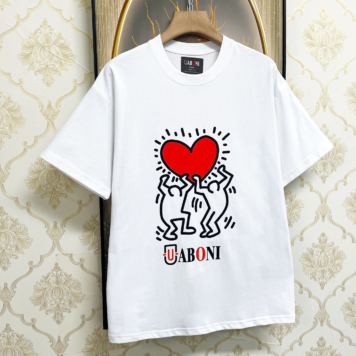 高級EU製＆定価2万◆UABONI*Paris*半袖Tシャツ*ユアボニ*パリ発◆高品質綿100% 快適 吸汗 個性 カットソー スウェット カップル 男女兼用52_画像8