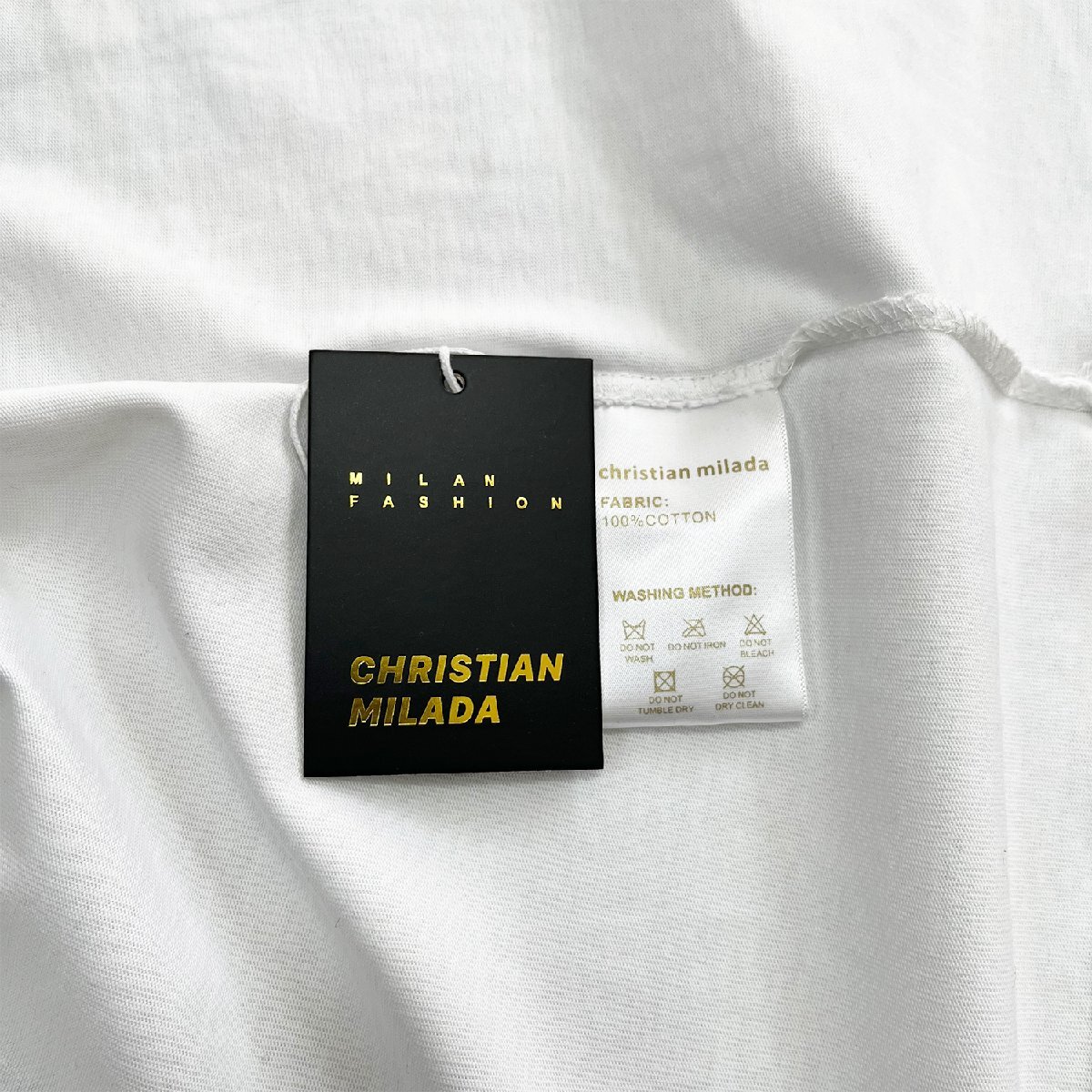 定価2万★christian milada・ミラノ発・半袖Tシャツ★コットン100％ 薄手 通気 爽やか 個性 蝶柄 カットソー ストリート 男女兼用 2XL/52_画像9