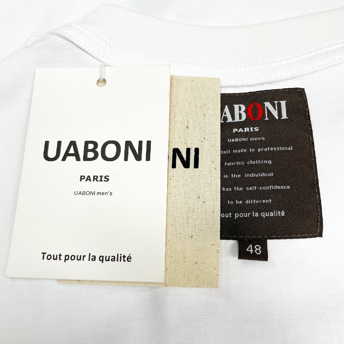 定番EU製＆定価2万◆UABONI*Paris*半袖Tシャツ*ユアボニ*パリ発◆上質コットン 個性 ゆったり 油絵 英字 シンプル おしゃれ 2XL/52サイズ_画像8