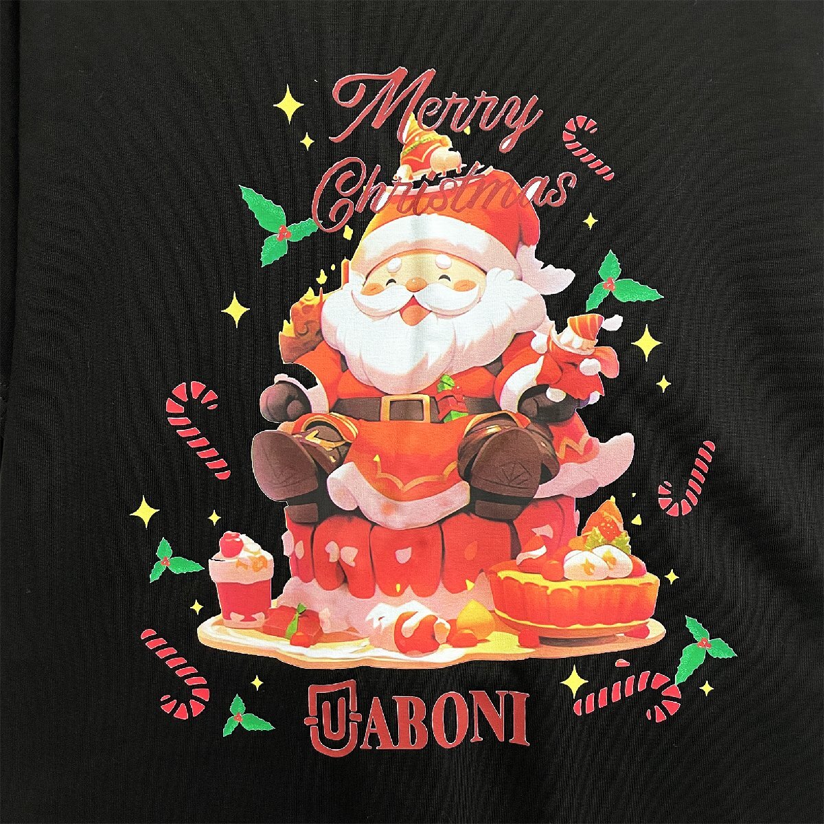 人気EU製＆定価2万◆UABONI*Paris*半袖Tシャツ*ユアボニ*パリ発◆上質 快適 通気 サンタクロース 遊び心 カットソー スウェット 夏 M/46_画像6