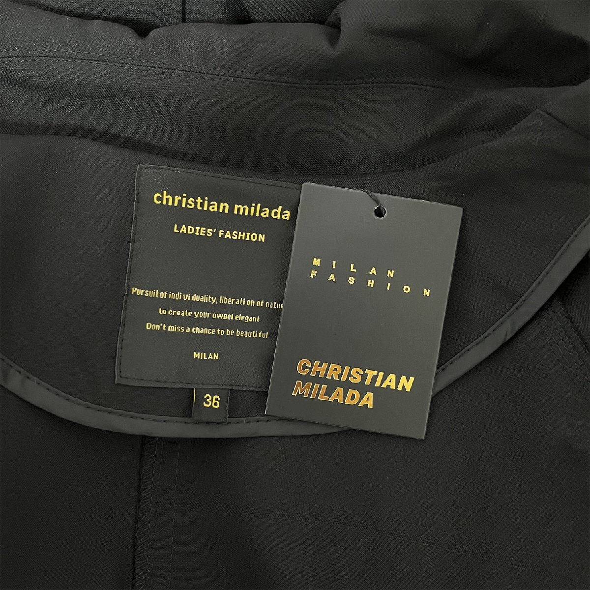 定価6万★christian milada・ミラノ発・ジャケット★高級 洗練 薄手 無地 ロング丈 着せ キレイめ フォーマル 通勤 OL レディース L/38_画像8