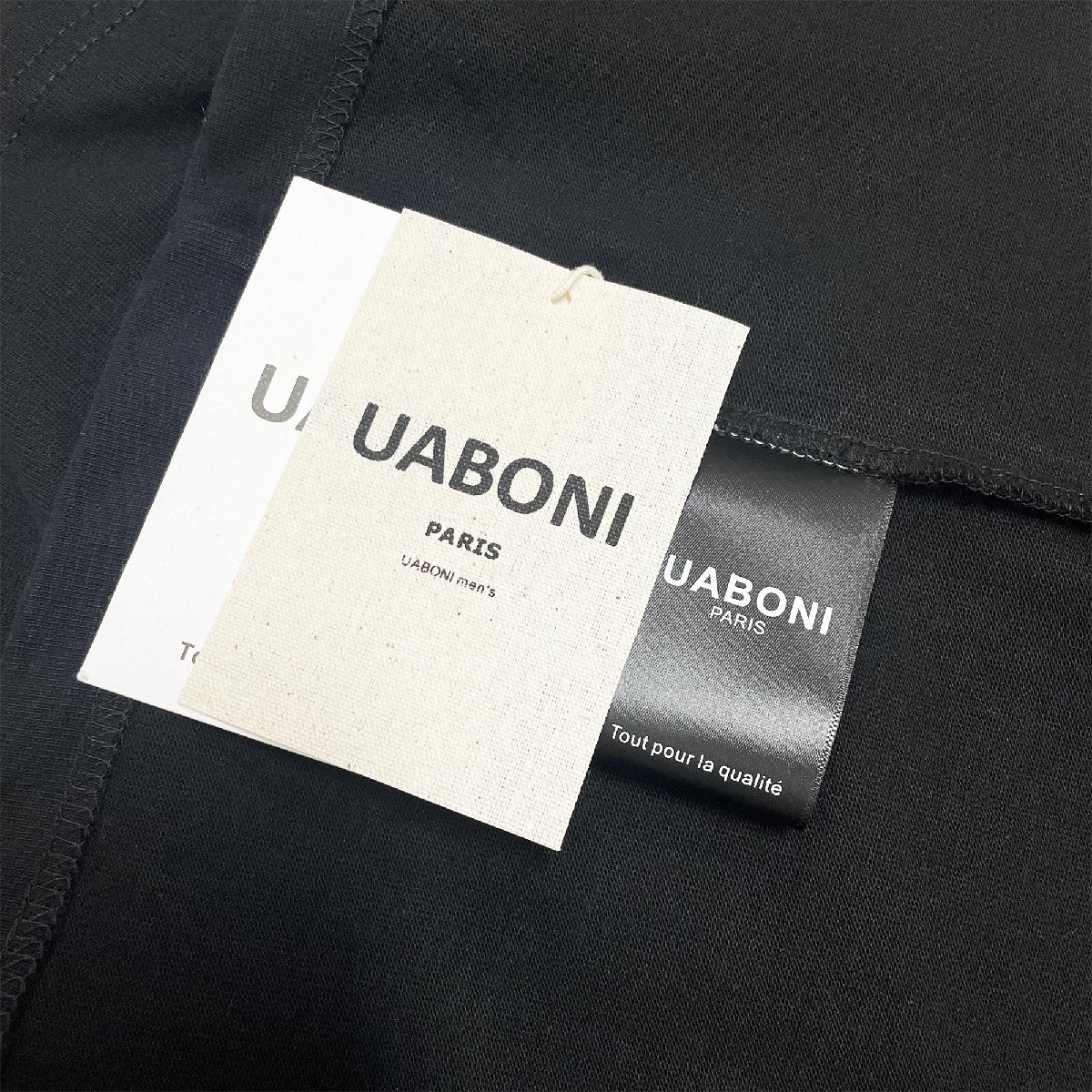 人気EU製＆定価2万◆UABONI*Paris*半袖Tシャツ*ユアボニ*パリ発◆エジプト綿 快適 薄手 ソフト ロゴ カットソー スウェット 個性 夏 M/46_画像9