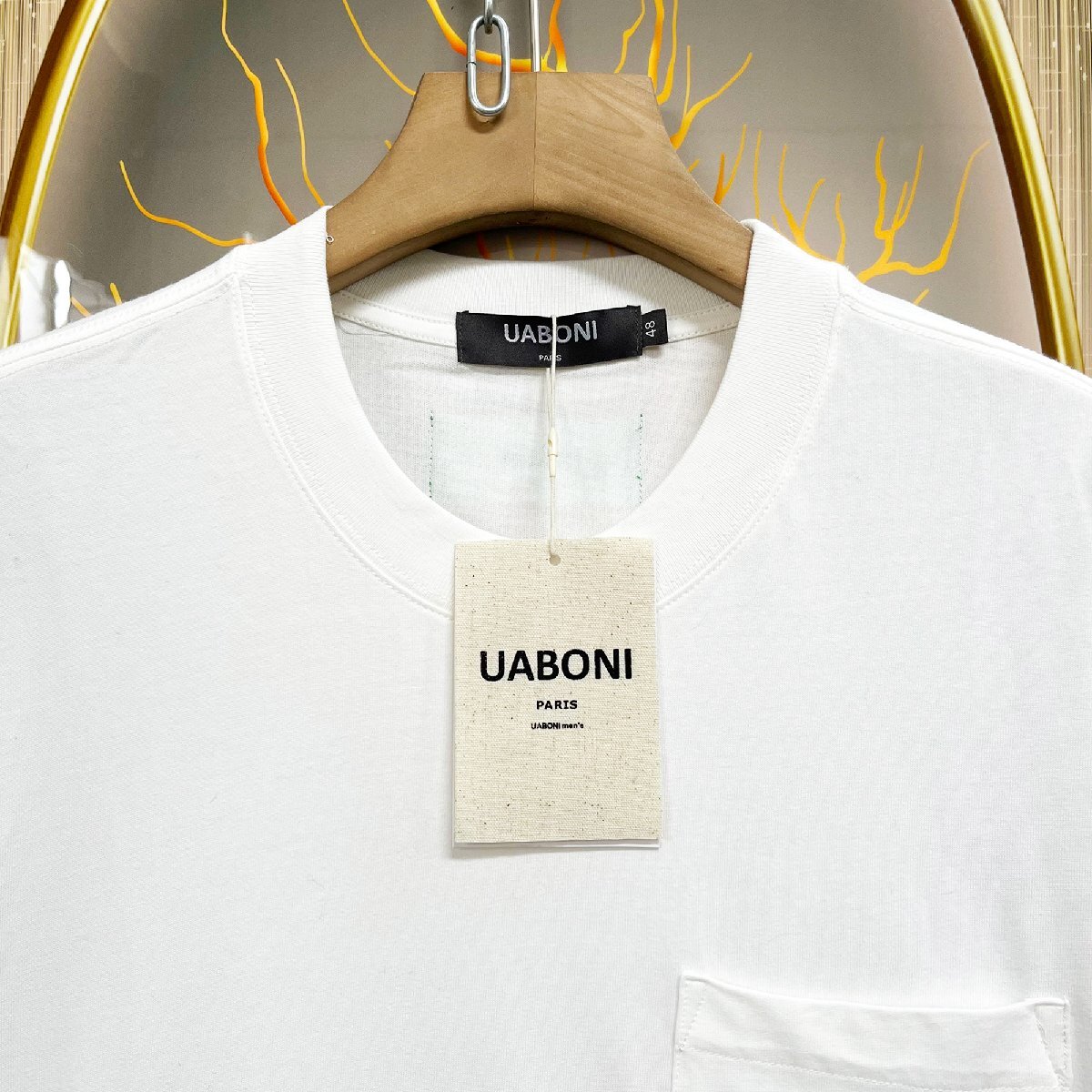 新作EU製＆定価2万◆UABONI*Paris*半袖Tシャツ*ユアボニ*パリ発◆快適 吸汗 速乾 異素材 切替 カットソー スウェット 個性 リラックス M_画像3