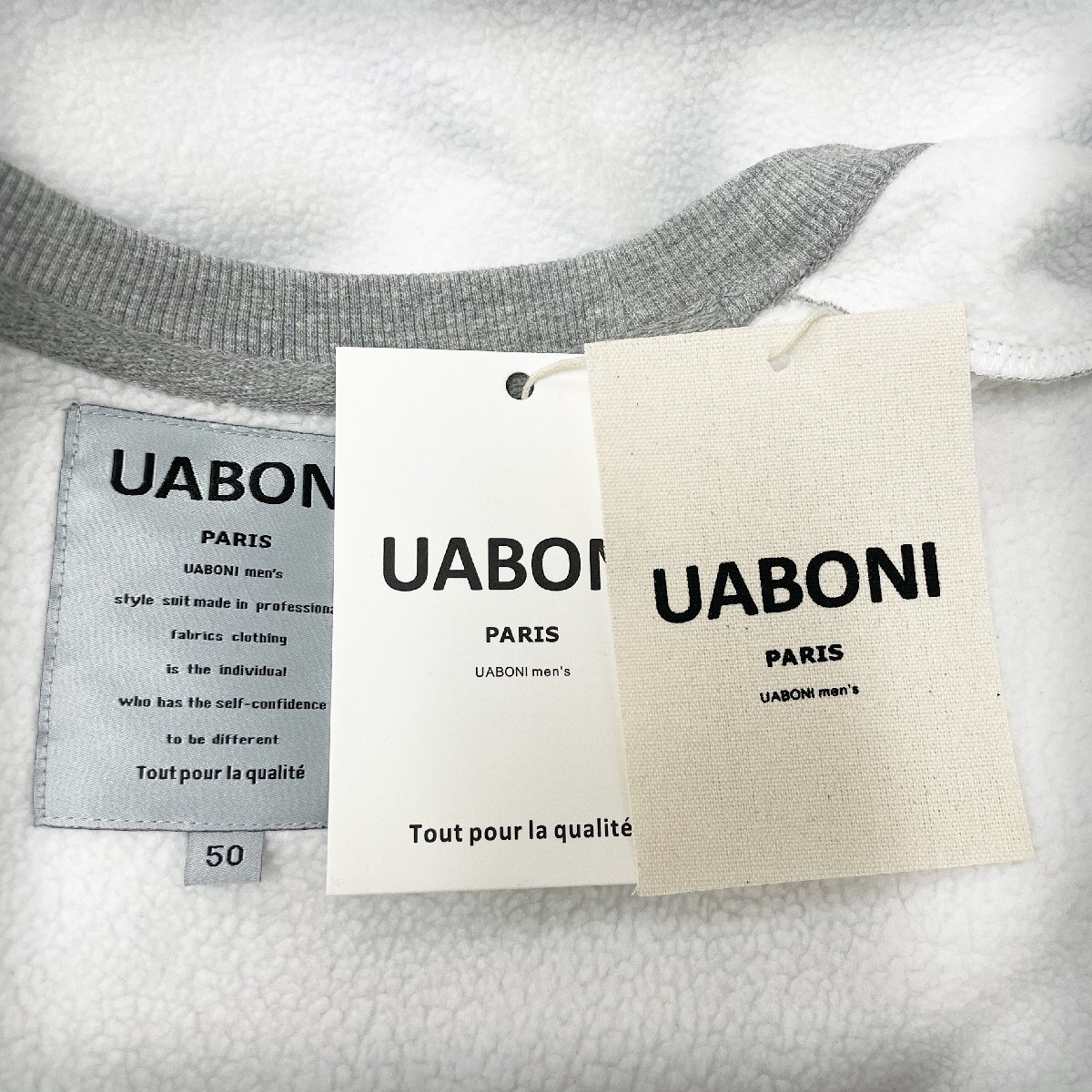 一枚限定EU製＆定価5万◆UABONI*Paris*トレーナー*ユアボニ*パリ発◆綿100％ 上品 裏ボア 暖かい 保温 厚手 トップス プルオーバー M/46_画像10