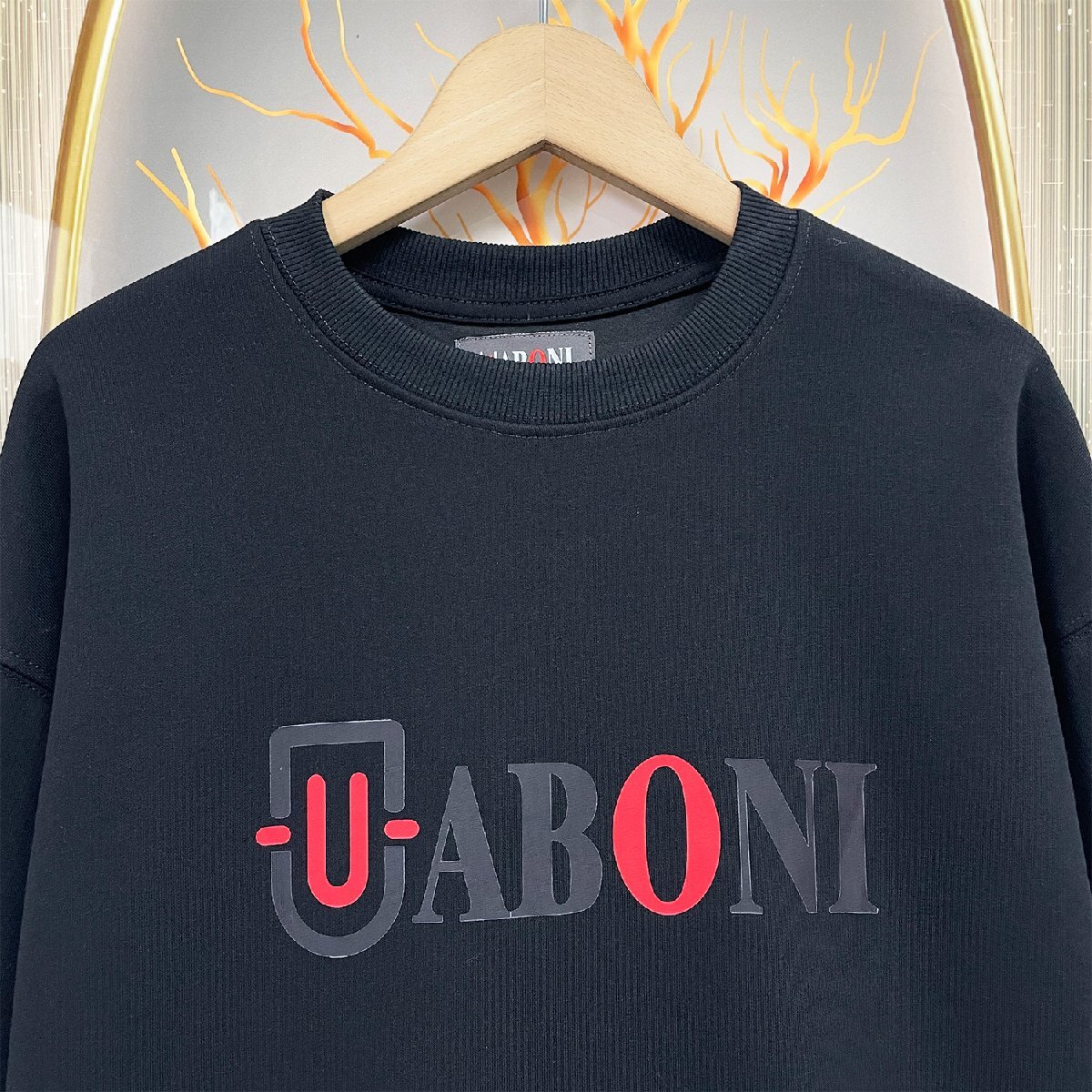 人気EU製＆定価4万◆UABONI*Paris*トレーナー*ユアボニ*パリ発◆エジプト綿 ソフト 通気 快適 スウェット ロゴ おしゃれ 男女兼用 M/46_画像3