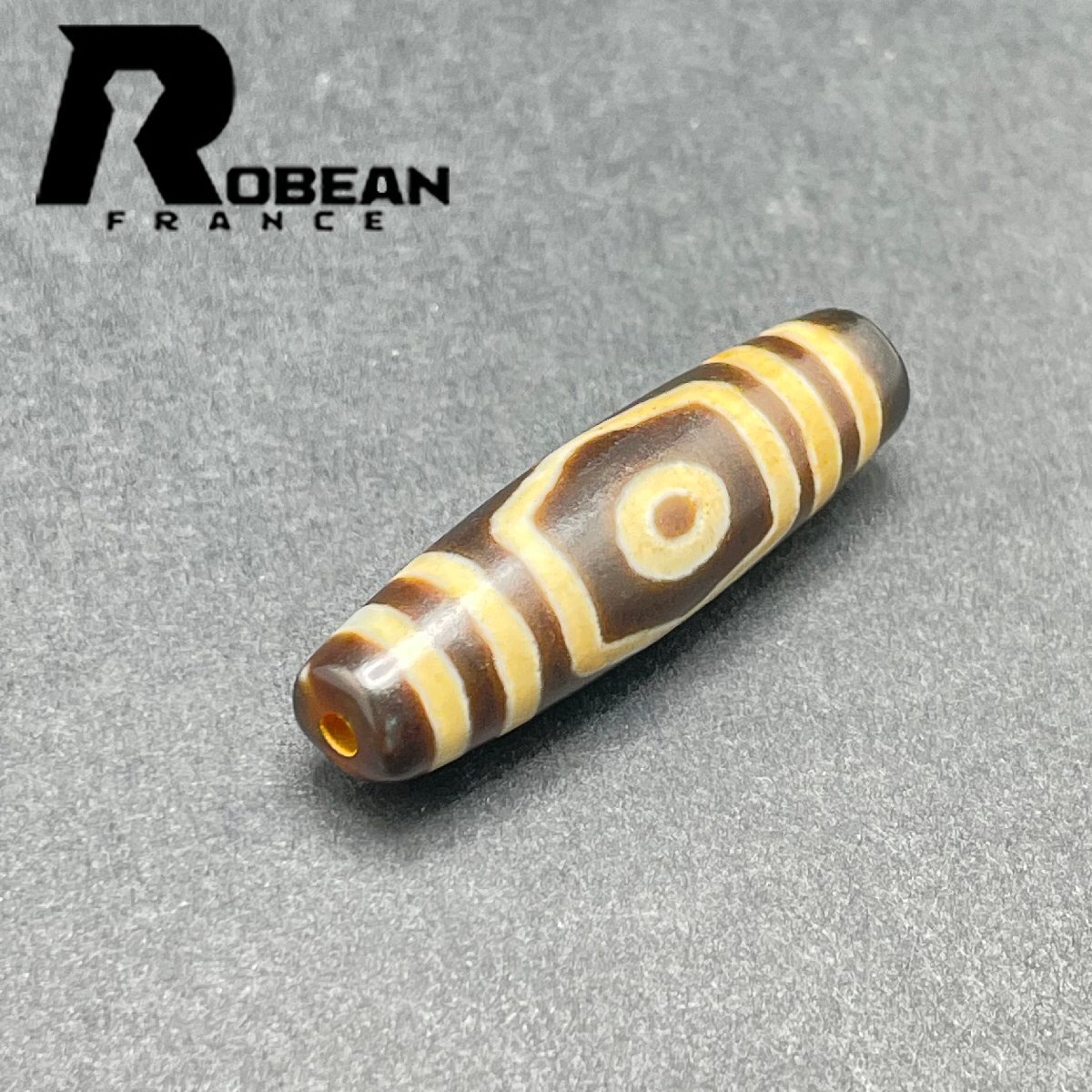 レア EU製 定価5万円★ROBEAN・チベット天珠★パワーストーン アクセサリー 天然石 金運 お守り プレゼント 約39.2*10.7mm 1002H193_画像4