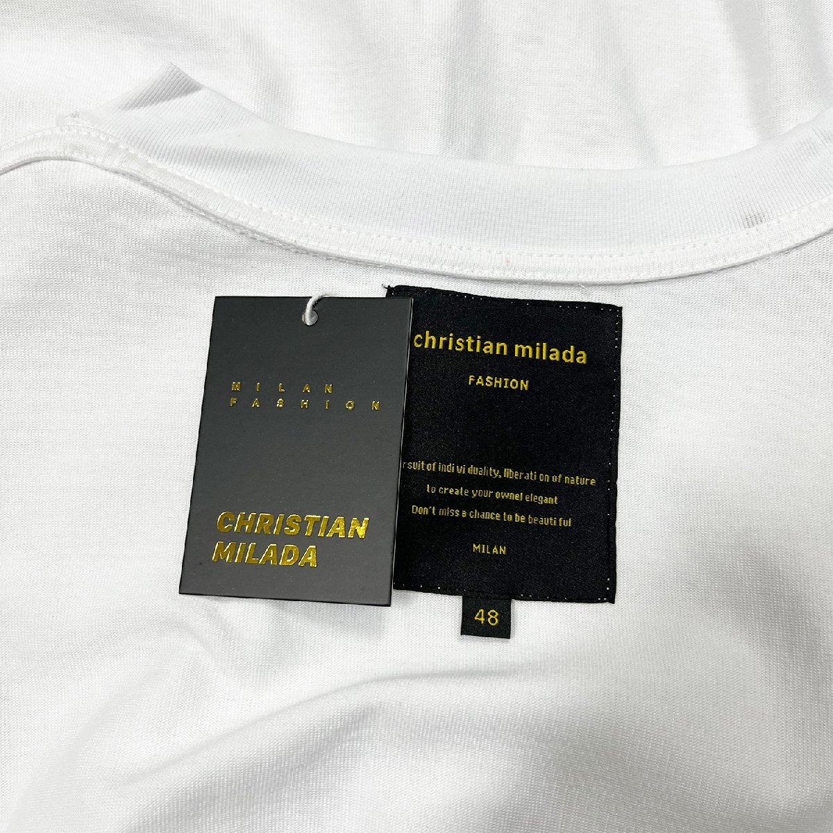 定価2万★christian milada・ミラノ発・半袖Tシャツ★コットン100％ 通気 ソフト 個性 トップス カットソー スウェット ゆったり 夏 2XL/52_画像10