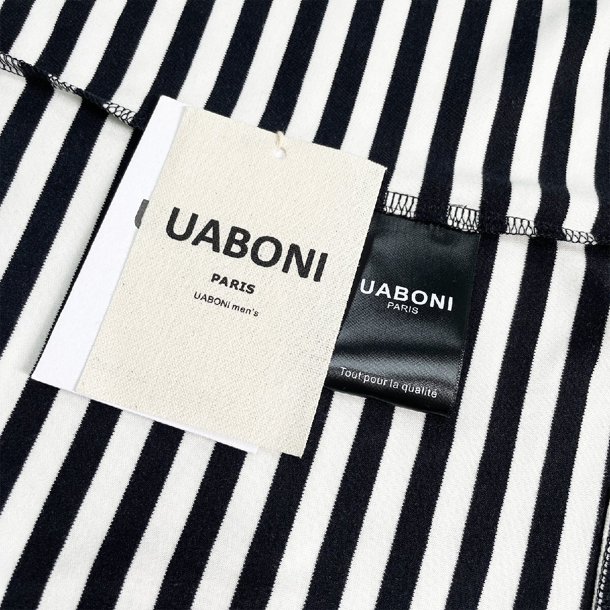 最高級EU製＆定価2万◆UABONI*Paris*半袖Tシャツ*ユアボニ*パリ発◆上質 薄手 通気 柔らかい ボーダー柄 ハート トップス スウェット 夏 XL_画像10