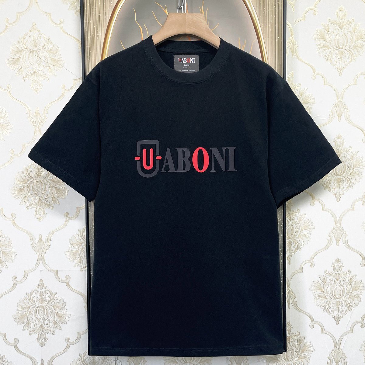 人気EU製＆定価2万◆UABONI*Paris*半袖Tシャツ*ユアボニ*パリ発◆エジプト綿 快適 薄手 ソフト ロゴ カットソー スウェット 個性 夏 L/48_画像1