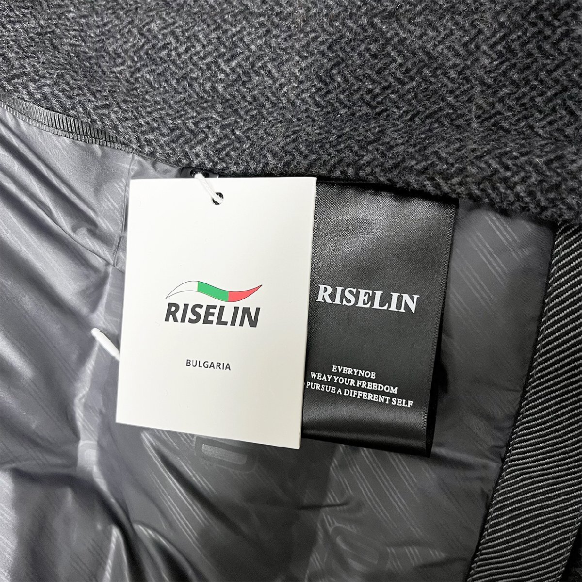 人気ヨーロッパ製※定価9万◆ブルガリア発※RISELIN テーラードジャケット カシミヤ ソフト 暖かい ダウンインナー 2WAY ビジネス 通勤L/48_画像9