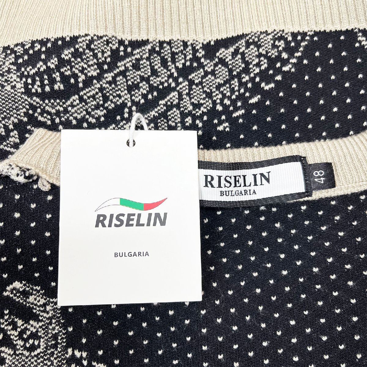  piece . Europe made * regular price 5 ten thousand * BVLGARY a departure *RISELIN sweater comfortable knitted warm total pattern solid feeling pull over tops Trend L/48 size 