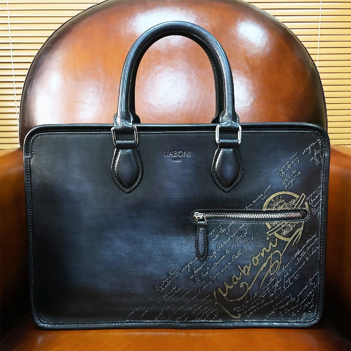  highest peak EU made regular price 38 ten thousand *UABONI*yuaboni* illusion. pa tea n* briefcase * business bag hand . bag tote bag original leather gentleman men's 