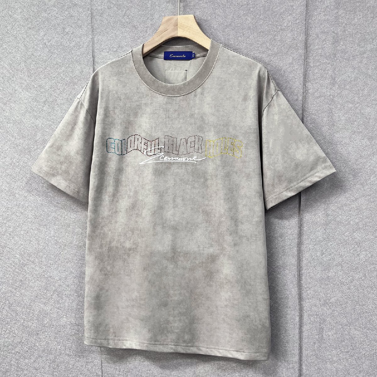 高級・半袖Tシャツ 定価2万◆Emmauela・イタリア・ミラノ発◆上品 通気 個性 オシャレ ウオッシュ加工 キラキラ トップス ストリート日常46_画像8