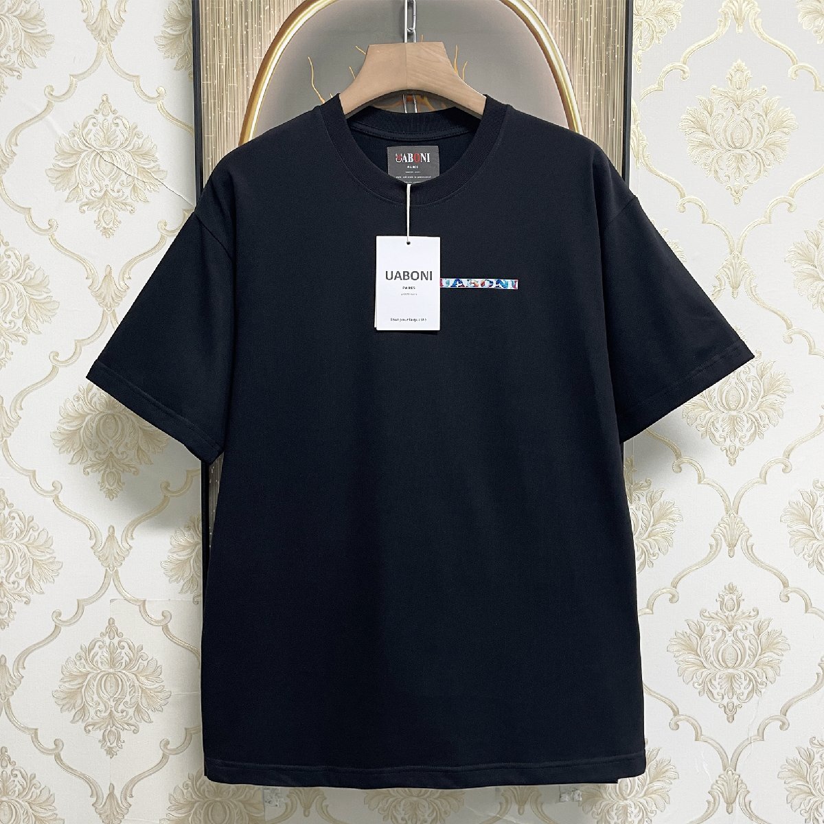 個性EU製＆定価2万◆UABONI*Paris*半袖Tシャツ*ユアボニ*パリ発◆上品 コットン100％ 通気 吸汗 遊び心 カットソー ストリート 夏 2XL/52_画像2