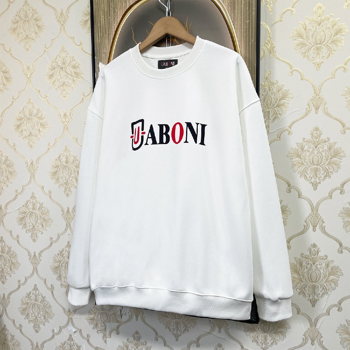 上級EU製＆定価4万◆UABONI*Paris*トレーナー*ユアボニ*パリ発◆エジプト綿 ソフト 通気 快適 スウェット ロゴ おしゃれ 男女兼用 M/46_画像8