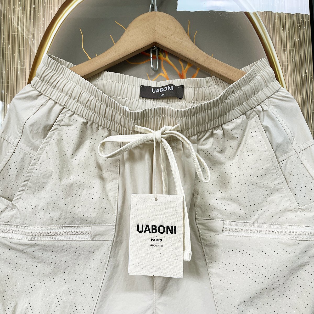 上品EU製＆定価3万◆UABONI*Paris*ショートパンツ*ユアボニ*パリ発◆薄手 通気 速乾 無地 ハーフパンツ ボトムス 短パン レジャー M/46_画像3