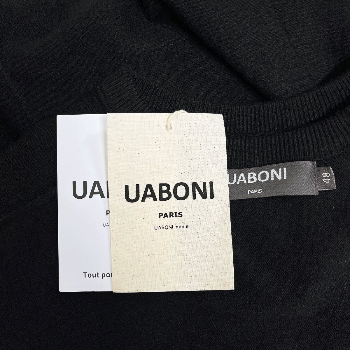 上級EU製＆定価3万◆UABONI*Paris*半袖Tシャツ*ユアボニ*パリ発◆高級ウール 上質 柔らかい 快適 無地 ニット トップス 紳士 L/48サイズ_画像9