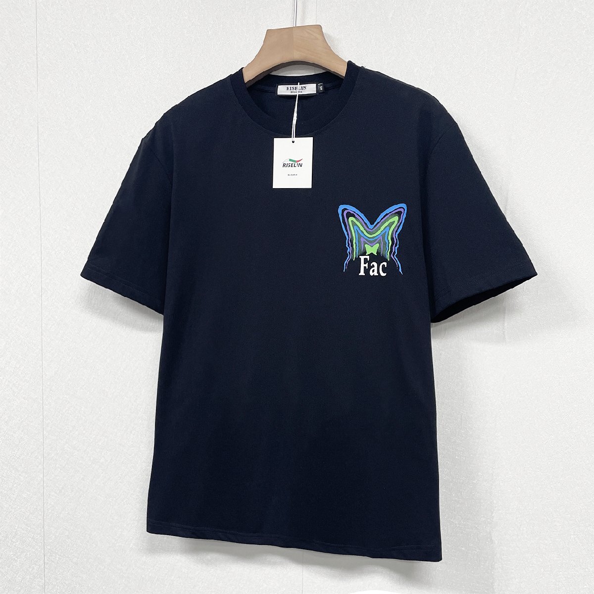 個性ヨーロッパ製※定価2万◆ブルガリア発※RISELIN 半袖Tシャツ 上質 綿100％ 通気 ソフト オシャレ 蝶柄 カットソー ストリート 街着 M_画像9