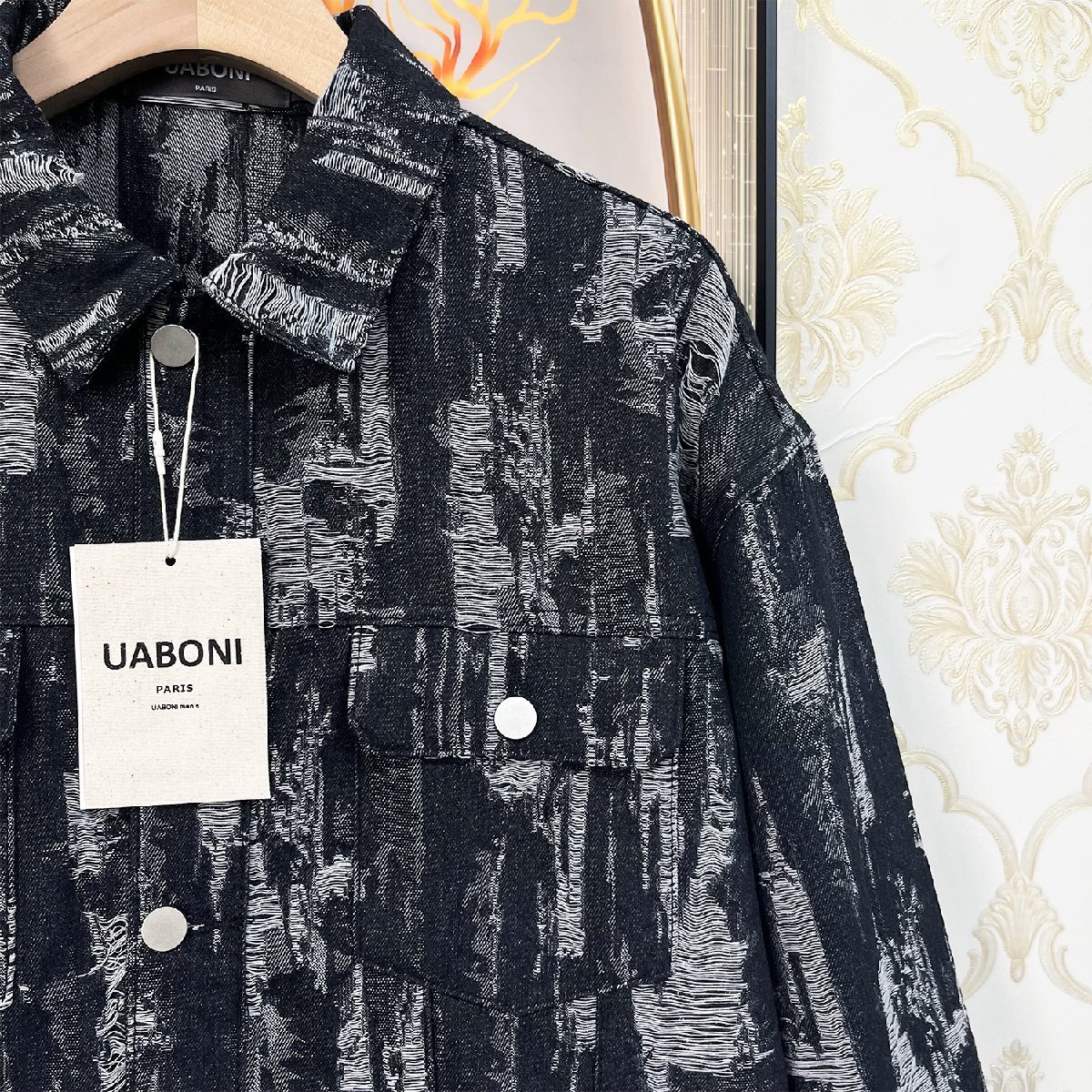 個性EU製＆定価6万◆UABONI*Paris*デニムジャケット*ユアボニ*パリ発◆快適 通気 ダメージ加工 ヴィンテージ アウター ストリート 普段着 M_画像6