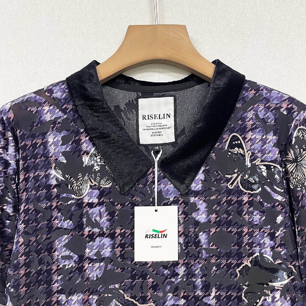  standard Europe made * regular price 2 ten thousand * BVLGARY a departure *RISELIN short sleeves T-shirt on goods ventilation soft gloss total pattern thousand bird ..... tops lady's summer M