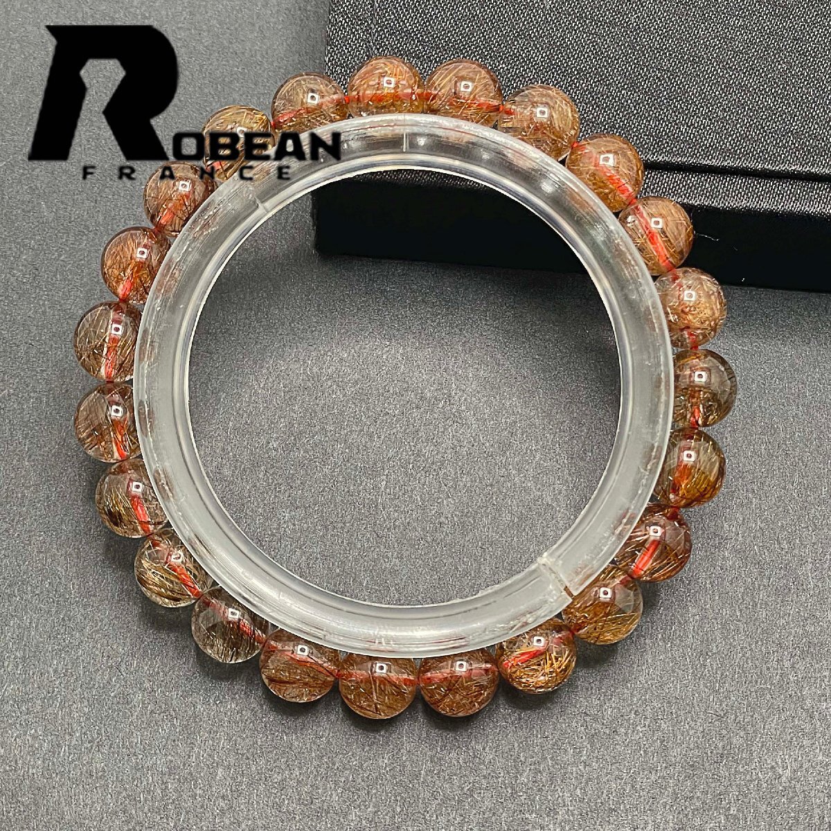 高級 EU製 定価7万円★ROBEAN・ブラウンルチルクォーツ★ブレスレット パワーストーン 天然石 綺麗 金運 お守り 8.5-9.1mm 1001G1145_画像2