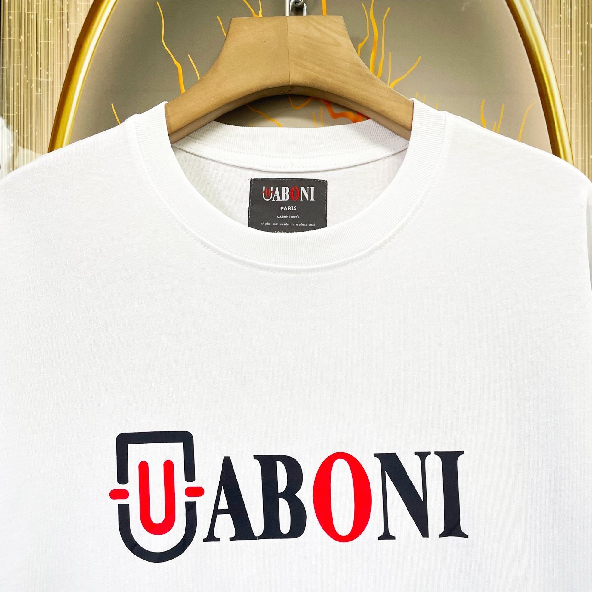 人気EU製＆定価2万◆UABONI*Paris*半袖Tシャツ*ユアボニ*パリ発◆エジプト綿 ソフト 快適 薄手 ロゴ カットソー スウェット 男女兼用 2XL_画像4