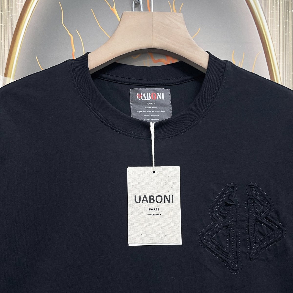 個性EU製＆定価2万◆UABONI*Paris*半袖Tシャツ*ユアボニ*パリ発◆コットン100％ 薄手 伸縮性 ストリート カットソー シンプル メンズ 夏 XL_画像3