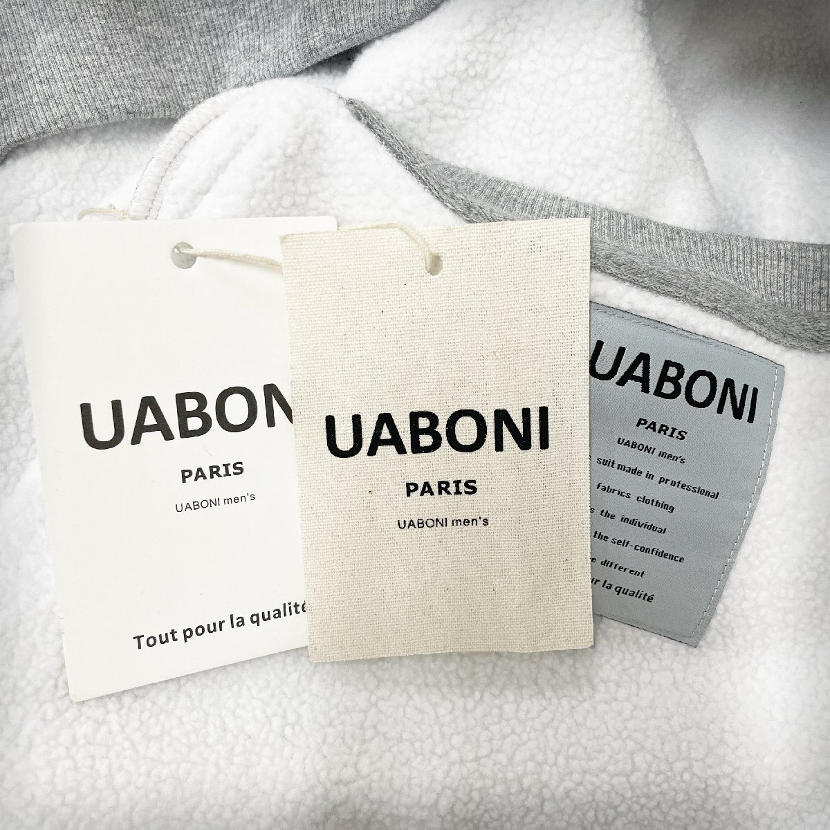 一枚限定EU製＆定価5万◆UABONI*Paris*トレーナー*ユアボニ*パリ発◆綿100％ 裏ボア 暖か 厚手 スウェット プルオーバー 男女兼用 2XL/52_画像10