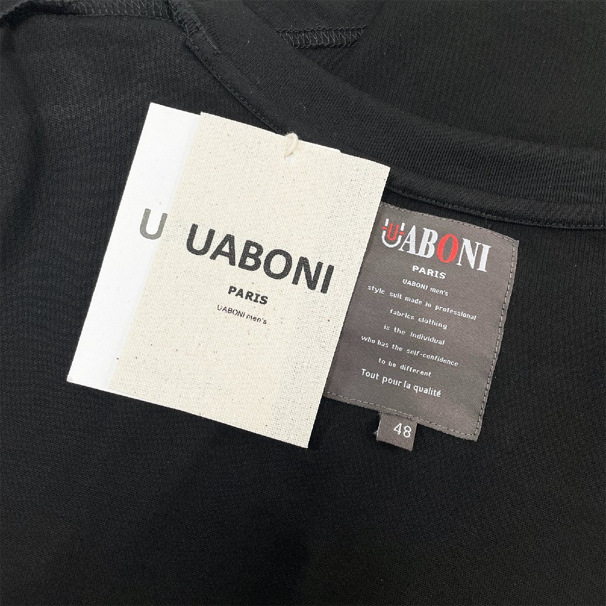 新作EU製＆定価2万◆UABONI*Paris*半袖Tシャツ*ユアボニ*パリ発◆上級 速乾 別布 異素材切替 イレギュラーヘム かっこいい 個性 メンズ 2XL_画像10