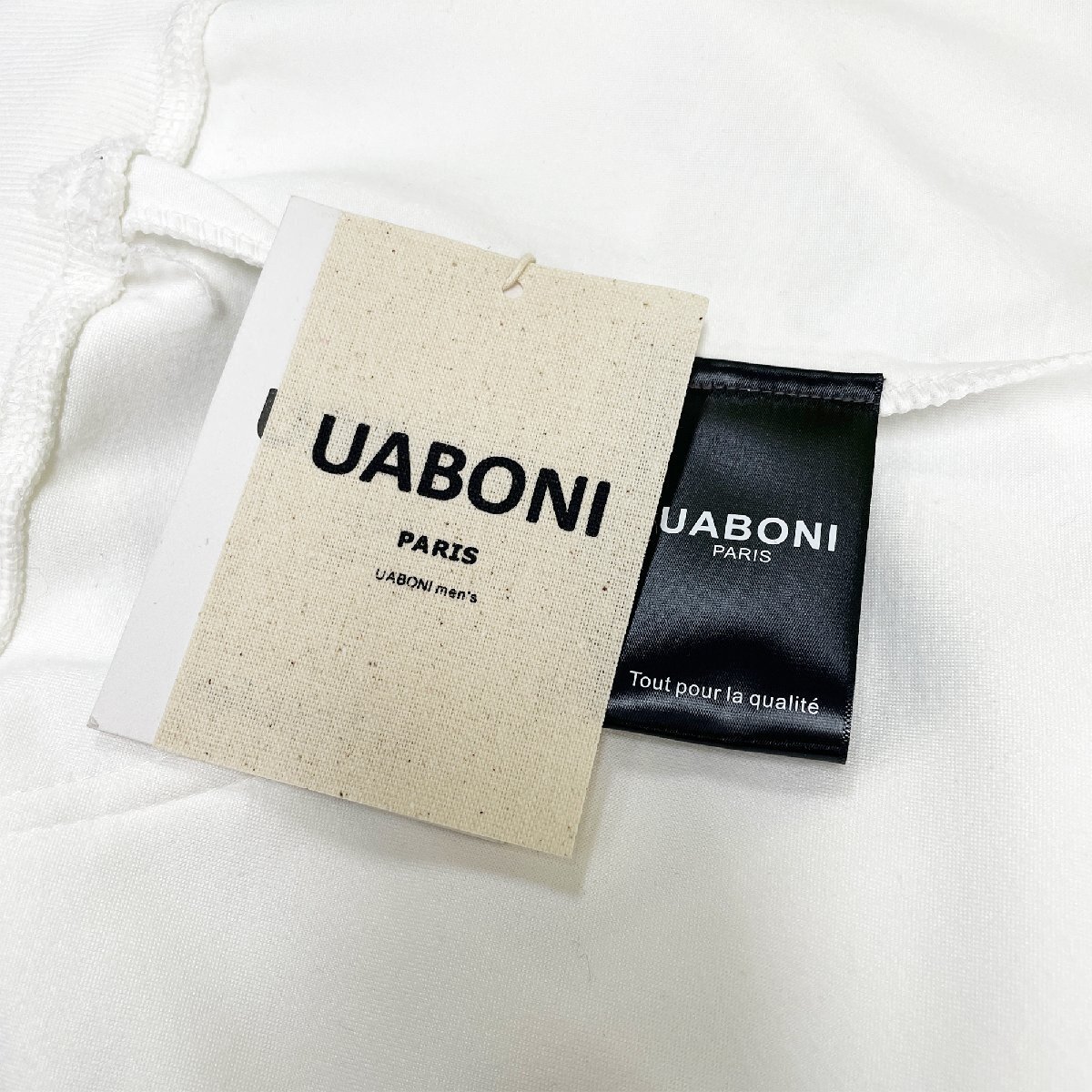 上品EU製＆定価4万◆UABONI*Paris*パーカー*ユアボニ*パリ発◆エジプト綿 快適 通気 ロゴ トップス プルオーバー スウェット 男女兼用 XL_画像9