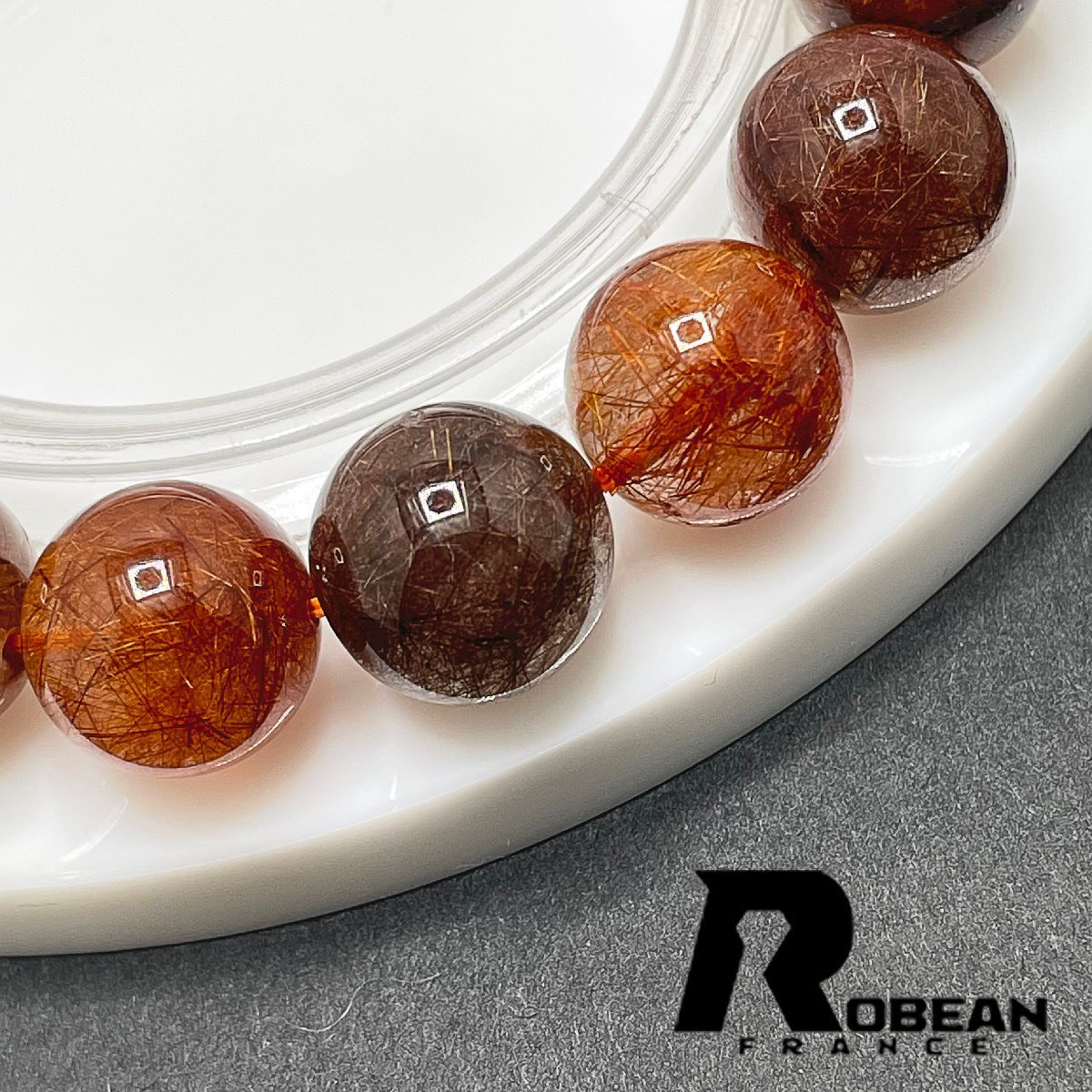 高級 EU製 定価13万円★ROBEAN・ブラウンルチルクォーツ★ブレスレット パワーストーン 天然石 綺麗 金運 お守り 13.2-13.8mm 1001G1099_画像3