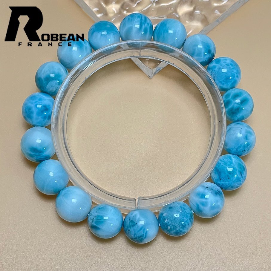 綺麗 EU製 定価18万円★ROBEAN・ドミニカ共和国産のラリマー★パワーストーン ブレスレット 天然石 開運 金運 綺麗 11.2-11.5mm Z406041_画像1