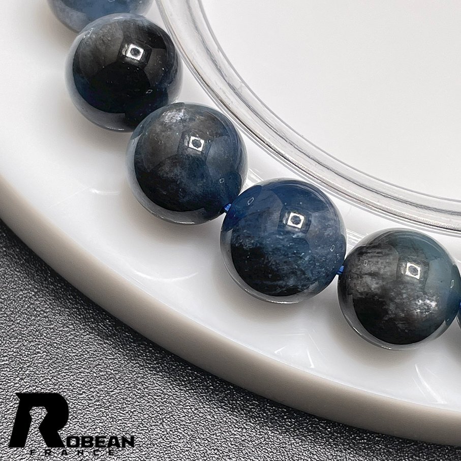  dream color EU made regular price 8 ten thousand jpy *ROBEAN* Star black aquamarine * Power Stone bracele natural stone raw ore beautiful amulet 9.8-10.3mm 1008J161