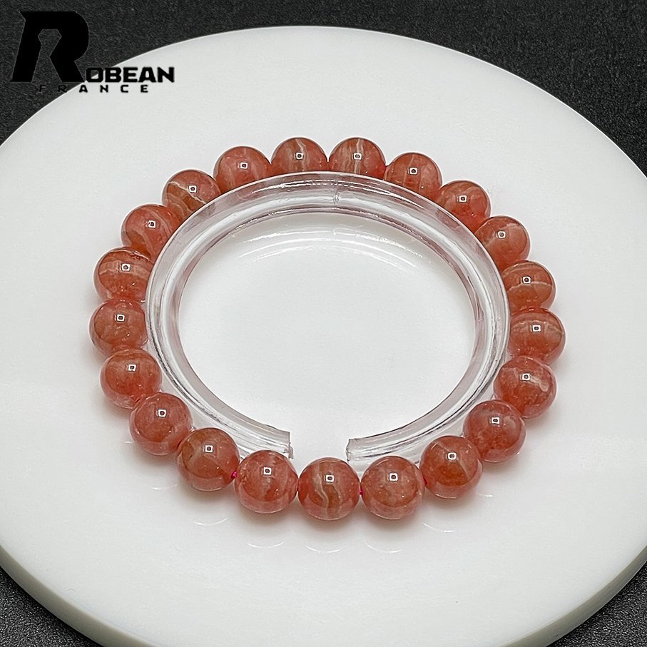  excellent article EU made regular price 9 ten thousand jpy *ROBEAN* in ka rose * bracele Power Stone raw ore natural stone high class present rose color 8.9-9.3mm 1008J301