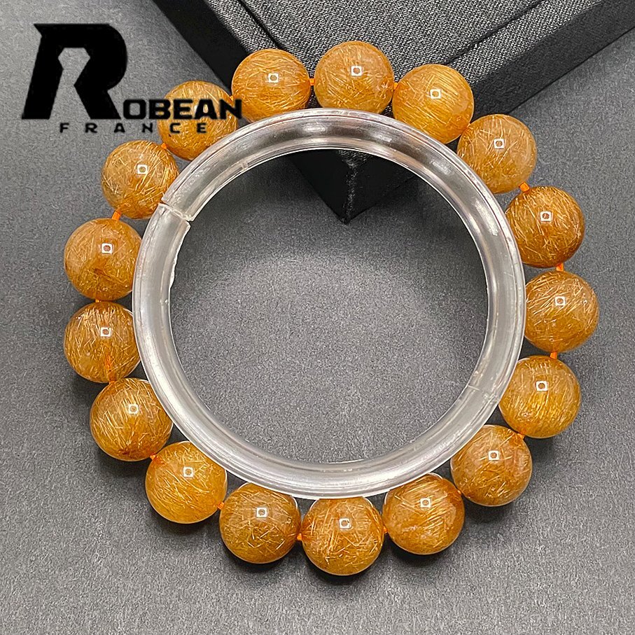 ..EU made regular price 17 ten thousand jpy *ROBEAN* copper . rutile quartz * bracele Power Stone natural stone luck with money amulet gift 11.8-12.3mm 1001G1246