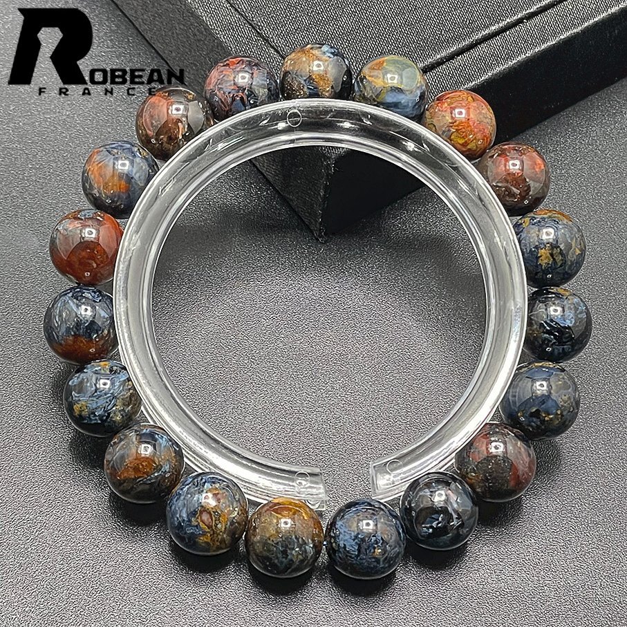 上品 EU製 定価8万円★ROBEAN・ピーターサイト★アクセサリー ブレスレット ブルー 天然石 お守り 約 10.7-11.3mm 1008J189_画像1