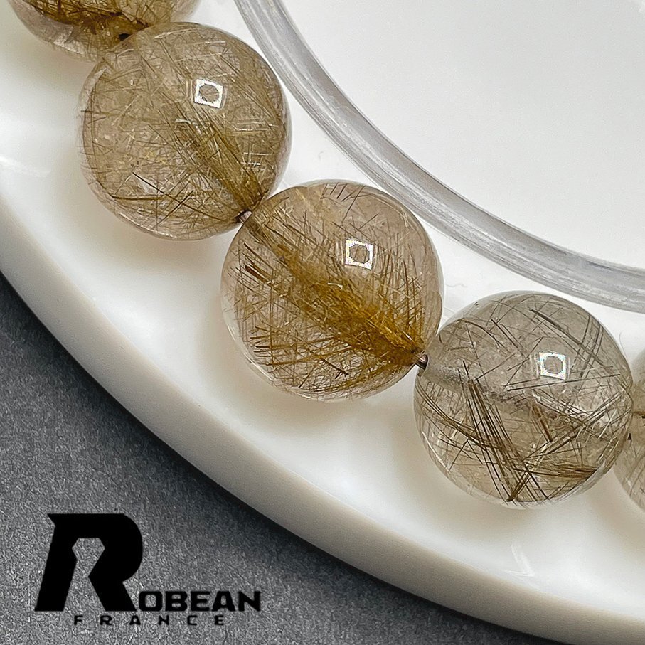 逸品 EU製 定価12万円★ROBEAN・シルバールチル★パワーストーン ブレスレット 銀針水晶 天然石 原石 綺麗 お守り 13.7-14.3mm 1001G1268_画像5