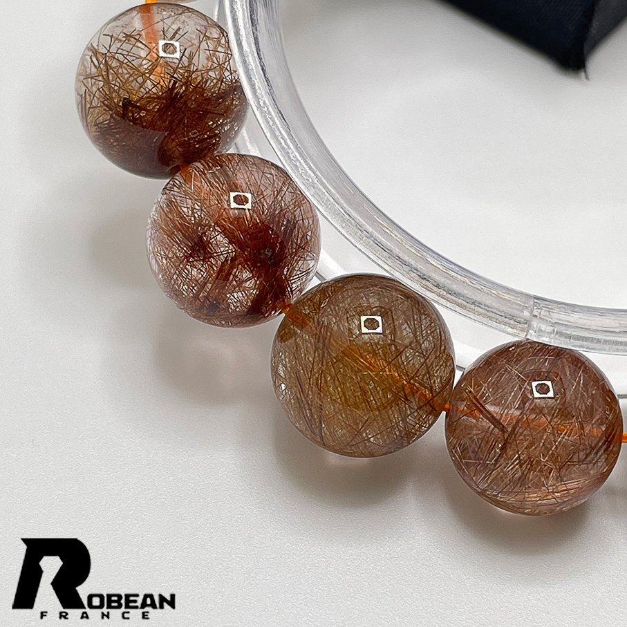 上品 EU製 定価17万円★ROBEAN・ブラウンルチルクォーツ★ブレスレット パワーストーン 天然石 綺麗 金運 お守り 12.9-13.6mm 1008J257_画像5