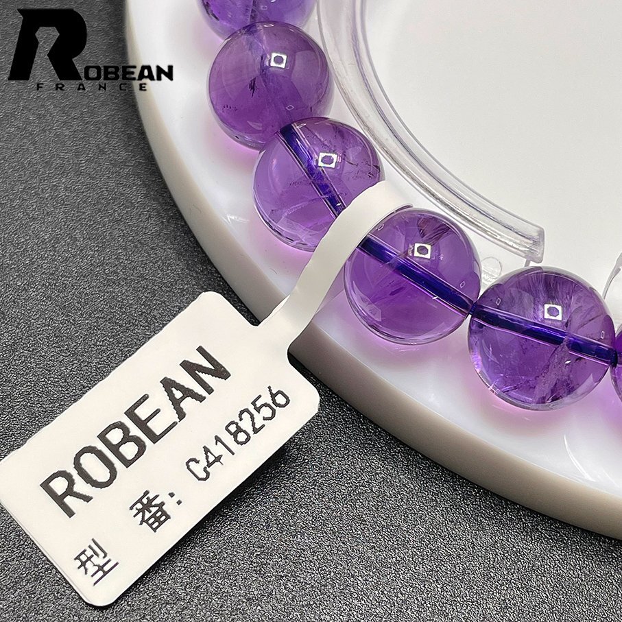 高級 EU製 定価5万円★ROBEAN・アメジストファントム★パワーストーン ブレスレット アクセサリー 天然石 レア 11.4-11.8mm C418256_画像8